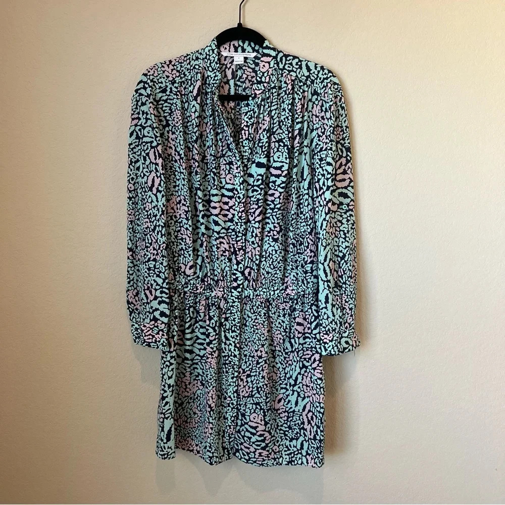 DIANE VON FURSTENBERG long sleeve cheetah print dress